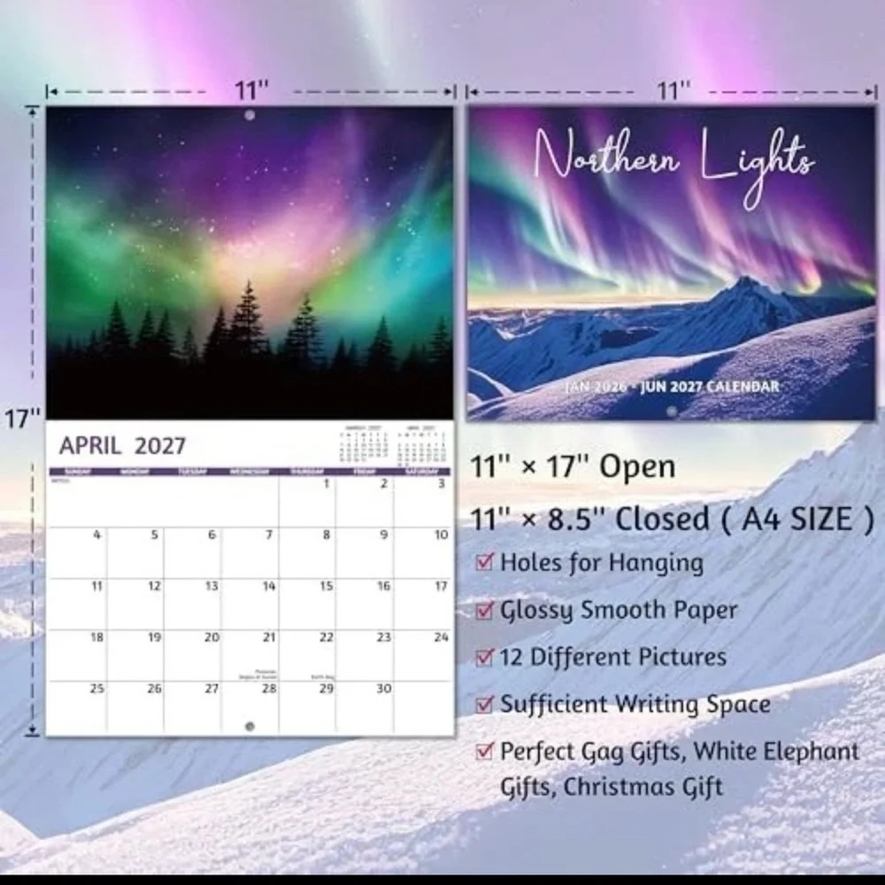 Northern Lights Wall Calendar - Aurora Borealis